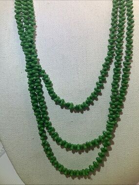 Vintage Green Multi-Strand Beaded Necklace - Women Jewelry